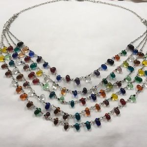 Glass bead necklace. Rainbow colors.
